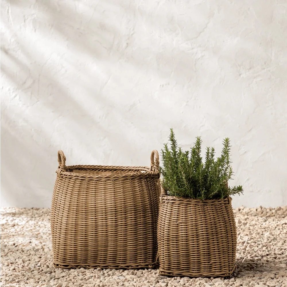 Lightwash Handled Planter~ Large  Basket